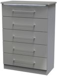 Paris Grey Gloss 5 Drawer Chest