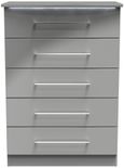 Paris Grey Gloss 5 Drawer Chest