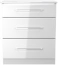 Paris White Gloss 3 Drawer Deep Chest