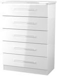 Paris White Gloss 5 Drawer Chest