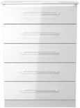 Paris White Gloss 5 Drawer Chest
