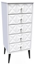 Pixel White 5 Drawer Narrow Chest