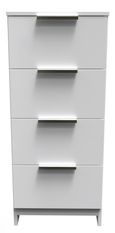 Plymouth White Gloss 4 Drawer Narrow Chest