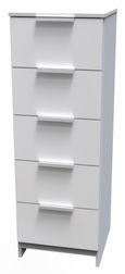 Plymouth White Gloss 5 Drawer Narrow Chest