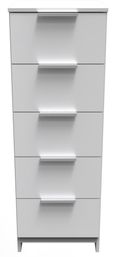 Plymouth White Gloss 5 Drawer Narrow Chest