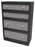 Rattan and Black Ash 4 Drawer Deep Chest