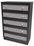 Rattan and Black Ash 5 Drawer Chest