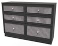 Rattan and Black Ash 6 Drawer Midi Chest