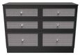 Rattan and Black Ash 6 Drawer Midi Chest