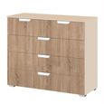 Rauch Aditio 3+2 Drawer Chest - Champagne and Sonoma Oak