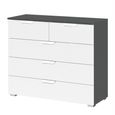 Rauch Aditio 3+2 Drawer Chest - Metallic Dark Grey and Alpine White