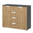 Rauch Aditio 3+2 Drawer Chest - Metallic Dark Grey and Artisan Oak