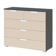 Rauch Aditio 3+2 Drawer Chest - Metallic Dark Grey and Champagne