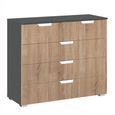 Rauch Aditio 3+2 Drawer Chest - Metallic Dark Grey and Sonoma Oak