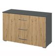 Rauch Aditio 3 Drawer Wide Chest - Metallic Dark Grey and Artisan Oak