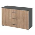 Rauch Aditio 3 Drawer Wide Chest - Metallic Dark Grey and Sonoma Oak
