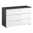 Rauch Aditio 3 Drawer Wide Chest - Metallic Dark Grey and White High Gloss
