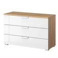 Rauch Aditio 3 Drawer Wide Chest - Sonoma Oak and White High Gloss