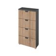 Rauch Aditio 4 Drawer Narrow Chest - Metallic Dark Grey and Sonoma Oak