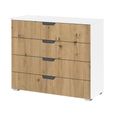 Aditio Wide Chest - 4 Drawer - Alpine White & Artisan Oak