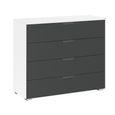 Aditio Wide Chest - 4 Drawer - Alpine White & Metallic Dark Grey