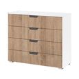 Aditio Wide Chest - 4 Drawer - Alpine White & Sonoma Oak
