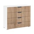 Aditio Wide Chest - 4 Drawer - Alpine White & Sonoma Oak
