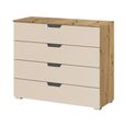Aditio Wide Chest - 4 Drawer - Artisan Oak & Champagne