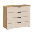 Aditio Wide Chest - 4 Drawer - Artisan Oak & Champagne