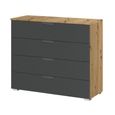 Aditio Wide Chest - 4 Drawer - Artisan Oak & Metallic Dark Grey