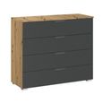 Aditio Wide Chest - 4 Drawer - Artisan Oak & Metallic Dark Grey