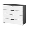 Aditio Wide Chest - 4 Drawer - Metallic Dark Grey & Alpine White