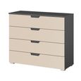 Aditio Wide Chest - 4 Drawer - Metallic Dark Grey & Champagne