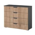 Aditio Wide Chest - 4 Drawer - Metallic Dark Grey & Sonoma Oak