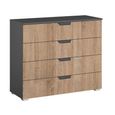 Aditio Wide Chest - 4 Drawer - Metallic Dark Grey & Sonoma Oak