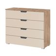 Aditio Wide Chest - 4 Drawer - Sonoma Oak & Champagne