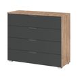 Aditio Wide Chest - 4 Drawer - Sonoma Oak & Metallic Dark Grey