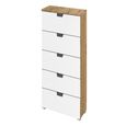 Aditio Tall Chest - 5 Drawer - Artisan Oak & Alpine White
