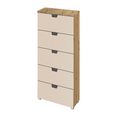Aditio Tall Chest - 5 Drawer - Artisan Oak & Champagne