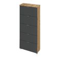 Aditio Tall Chest - 5 Drawer - Artisan Oak & Metallic Dark Grey