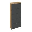 Aditio Tall Chest - 5 Drawer - Artisan Oak & Metallic Dark Grey
