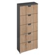 Aditio Tall Chest - 5 Drawer - Metallic Dark Grey & Sonoma Oak