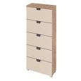 Aditio Tall Chest - 5 Drawer - Sonoma Oak & Champagne