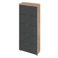 Aditio Tall Chest - 5 Drawer - Sonoma Oak & Metallic Dark Grey