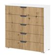 Aditio Wide Chest - 5 Drawer - Alpine White & Artisan Oak