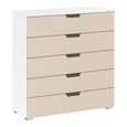 Aditio Wide Chest - 5 Drawer - Alpine White & Champagne
