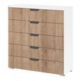 Aditio Wide Chest - 5 Drawer - Alpine White & Sonoma Oak