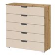 Aditio Wide Chest - 5 Drawer - Artisan Oak & Champagne