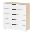 Aditio Wide Chest - 5 Drawer - Champagne & Alpine White