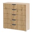 Aditio Wide Chest - 5 Drawer - Champagne & Artisan Oak